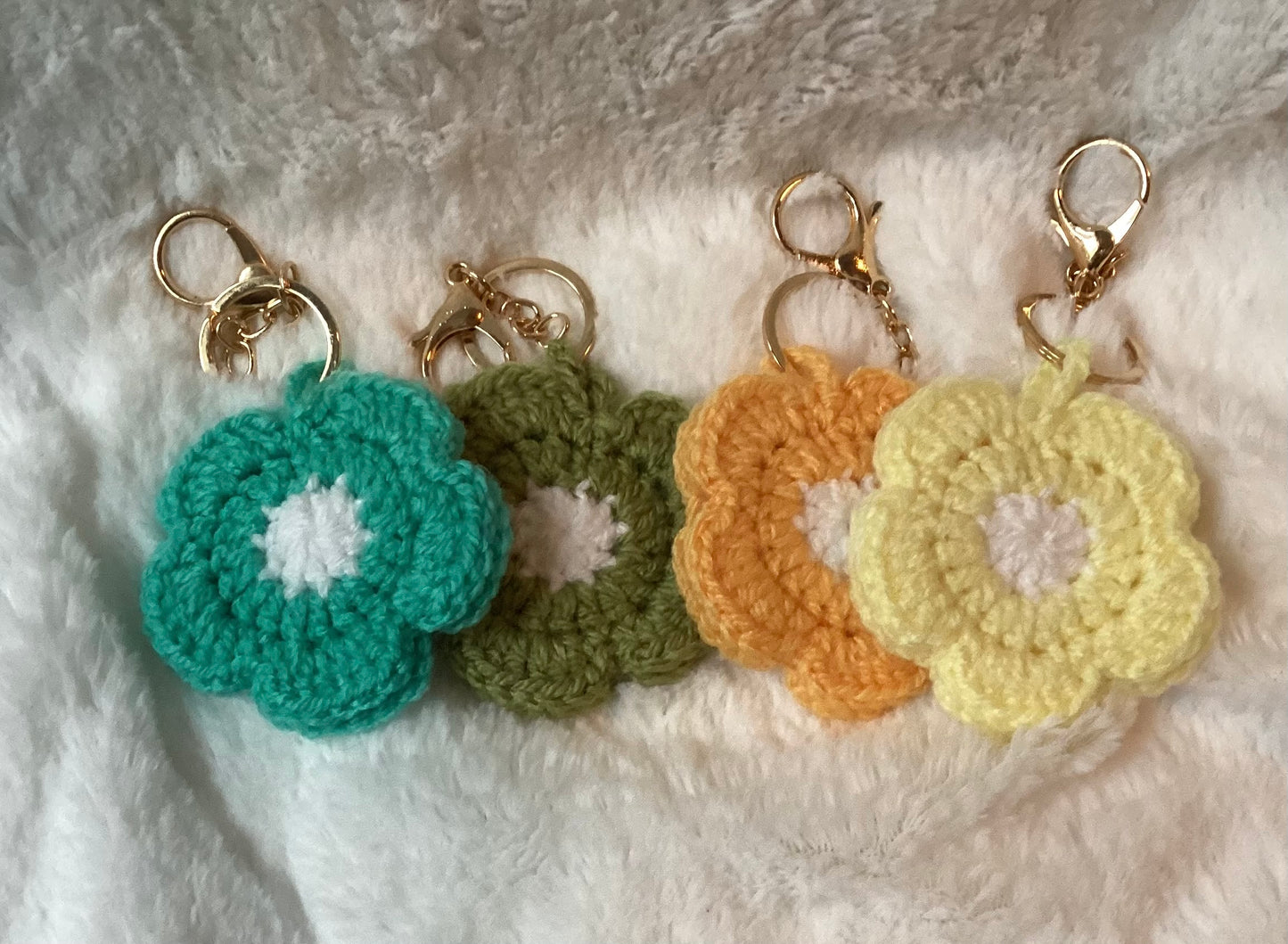 Coloured flower key rings