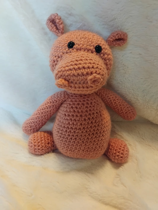 Rose pink hippo crochet teddy