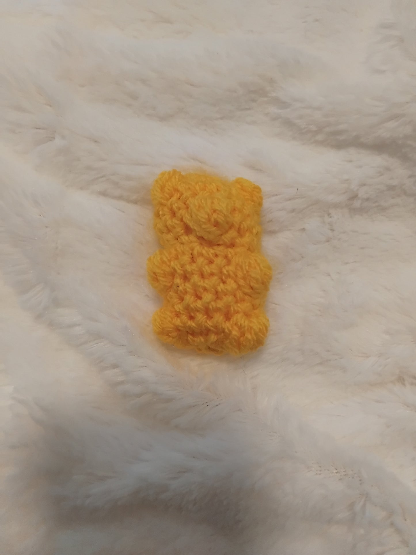 Yellow crochet gummy bear