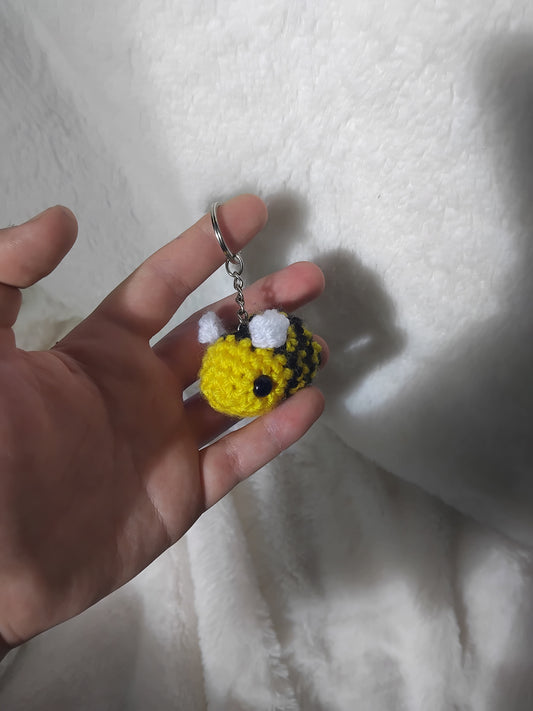 Crochet mini bee keyring